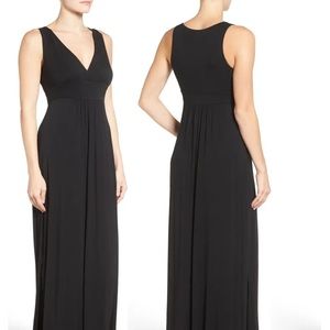 LOVEAPPELLA v-neck jersey maxi dress